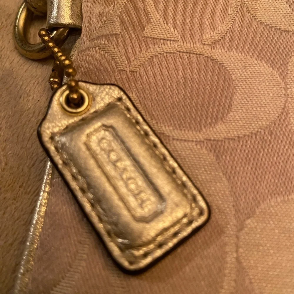 Coach Julia Optic Art Lurex Gold Wristlet